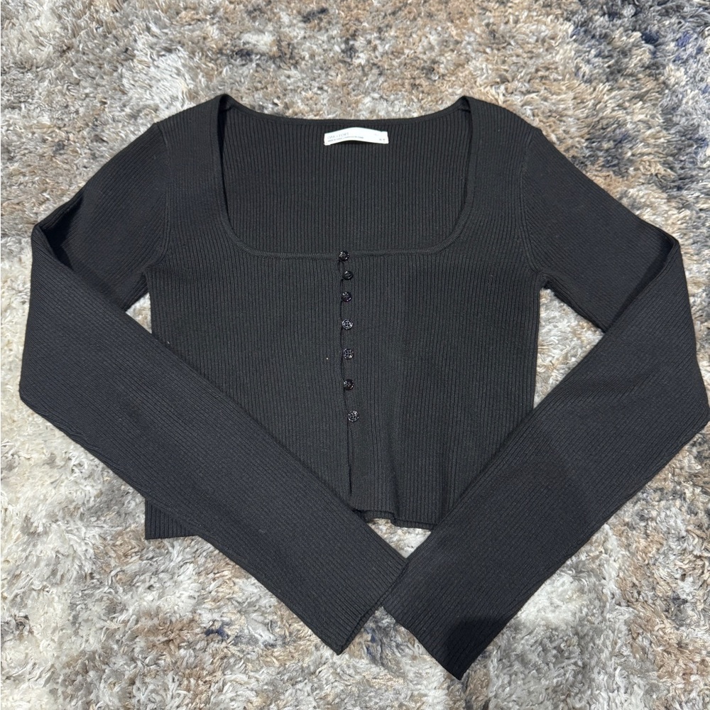 Oak + Fort Black Long Sleeve Sweater